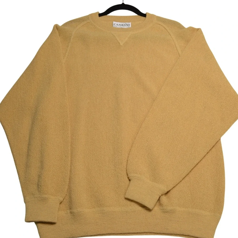 CAAMANO Limited Edition Alpaca Sweater Mens Large Yellow Crewneck Pullover